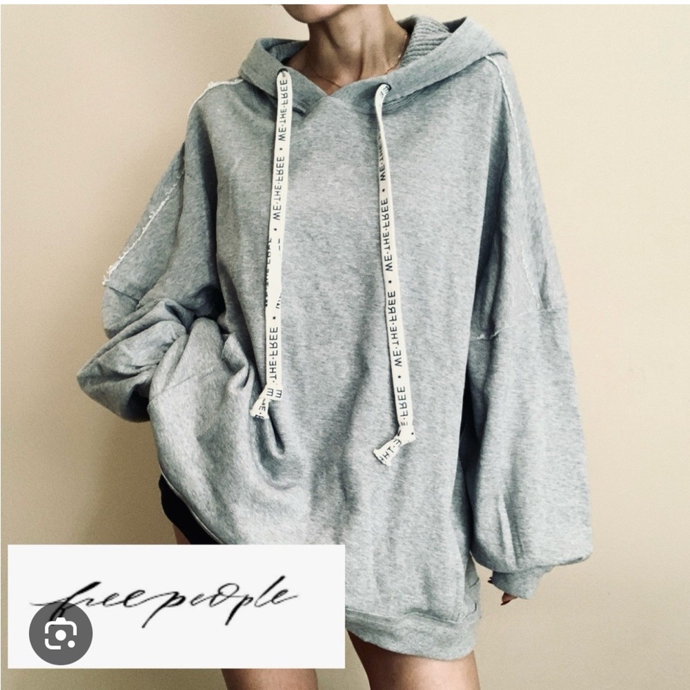 Free People Gray Oversized Long Sleeve Hoodie